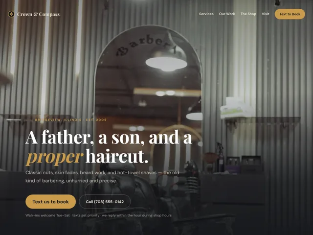Crown and Compass Barber Co. website demo